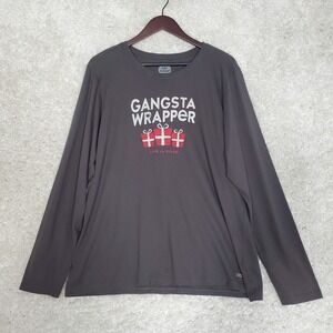 Life Is Good Men Gangsta Wrapper Shirt Size XL Long Sleeve Gray Casual Christmas